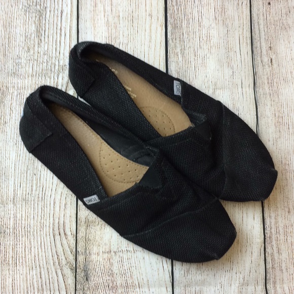 Toms Other - Black Burlap Toms Classic 10.5